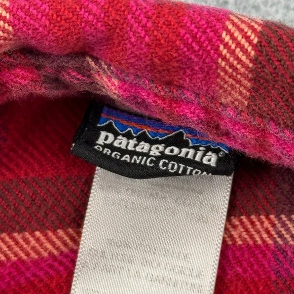 Patagonia Shirt Womens 6 Red‎ Plaid Long Sleeve Fjord Flannel Organic Cotton - Picture 3 of 11